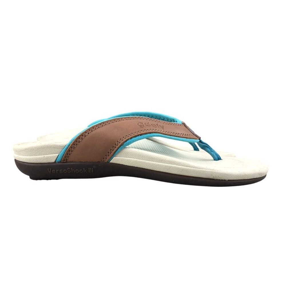 Gravity Defyer Women's Size 7 Lynetta Brown Blue G-Comfort Flip Flop Sandals